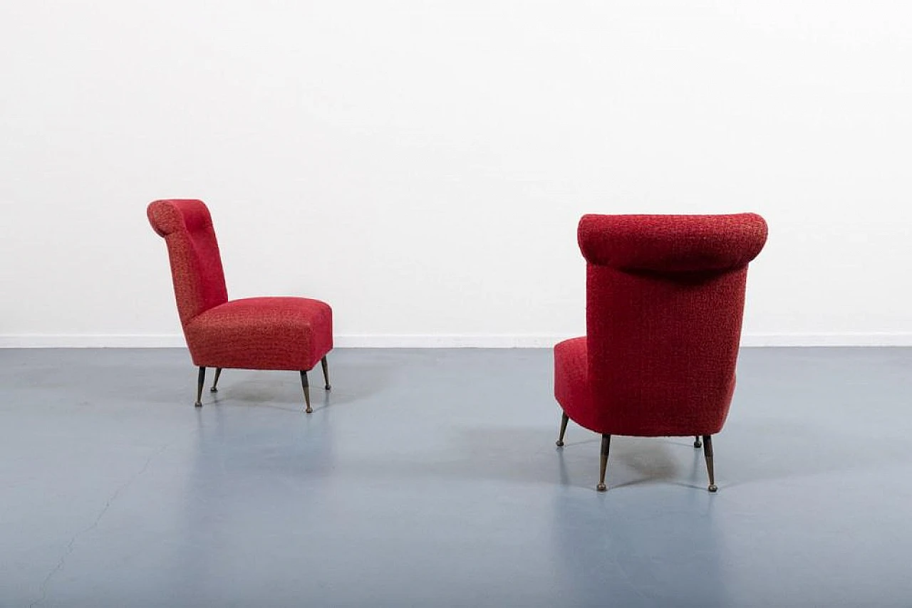 Pair of chairs in steel and fabric, 1950s 4