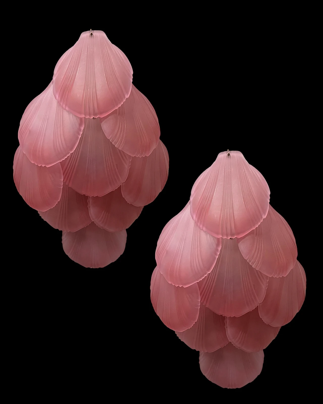 Pair of pink glass shell wall sconces, 1980s 9