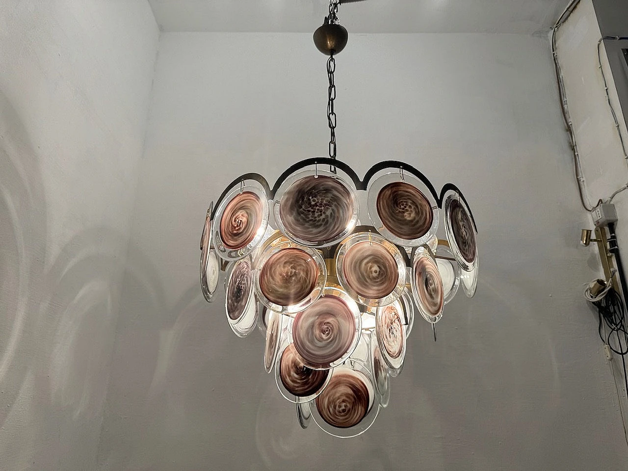 Murano glass disc chandelier, 1970s 7