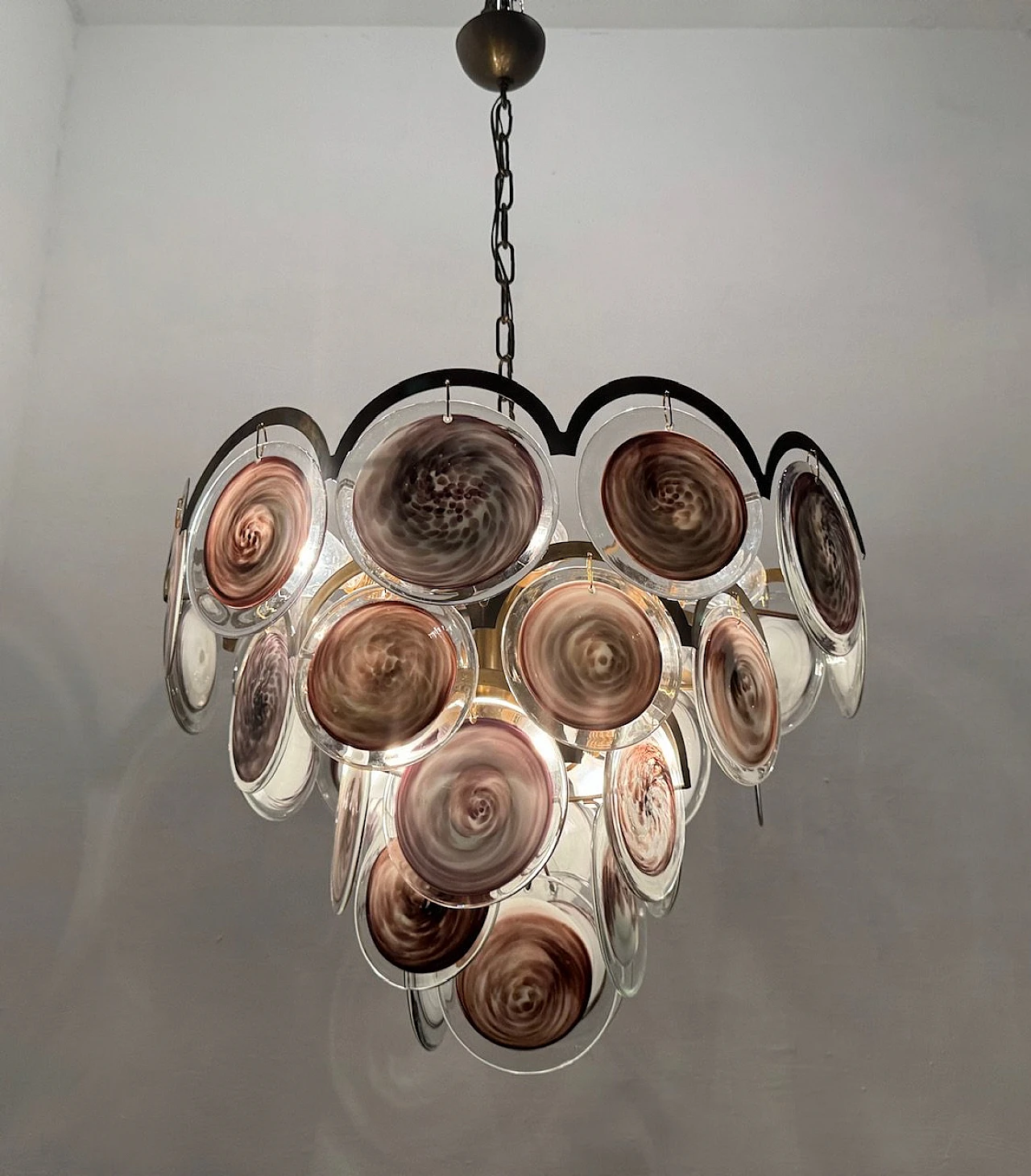 Murano glass disc chandelier, 1970s 11