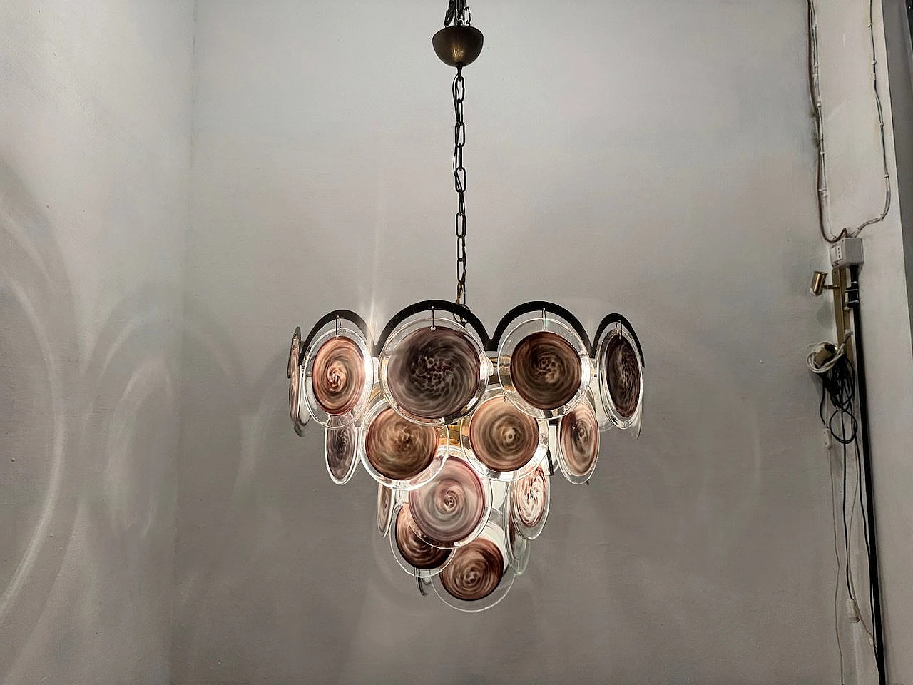 Murano glass disc chandelier, 1970s 15