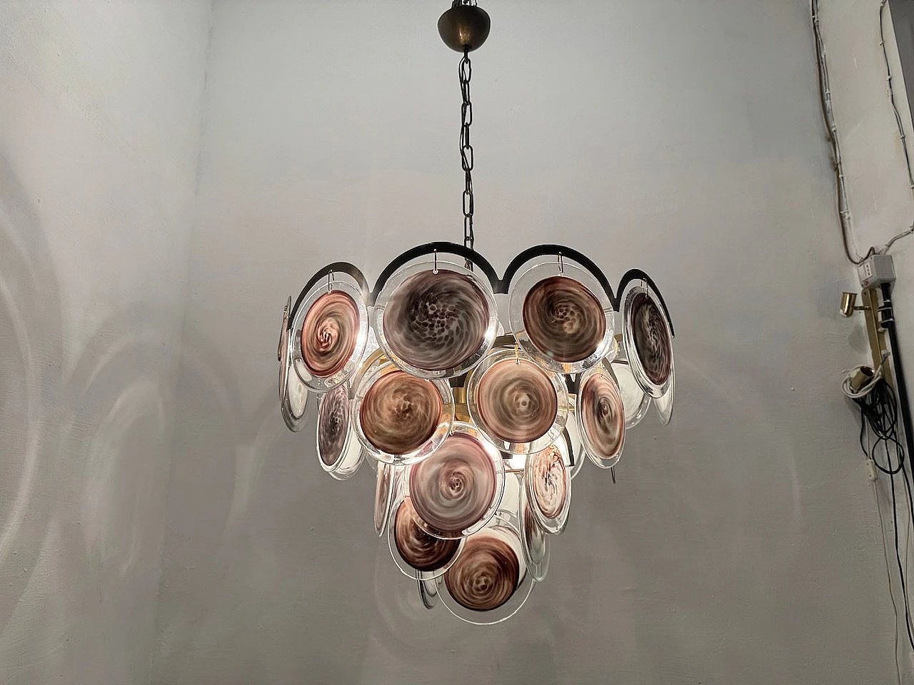 Murano glass disc chandelier, 1970s 17