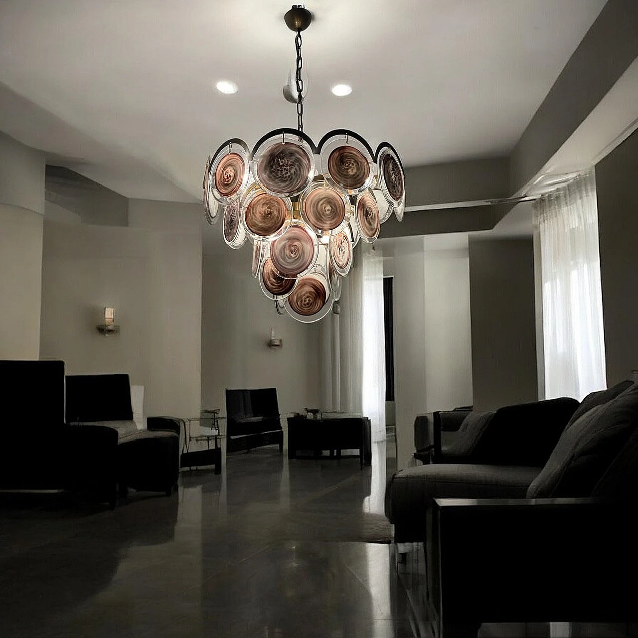 Murano glass disc chandelier, 1970s 18