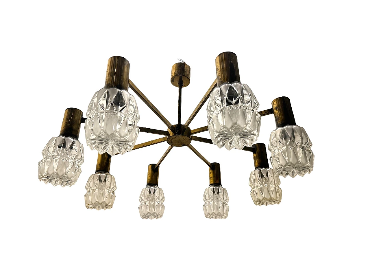 Brass and crystal chandelier by Kaiser Idell, 1960s 1