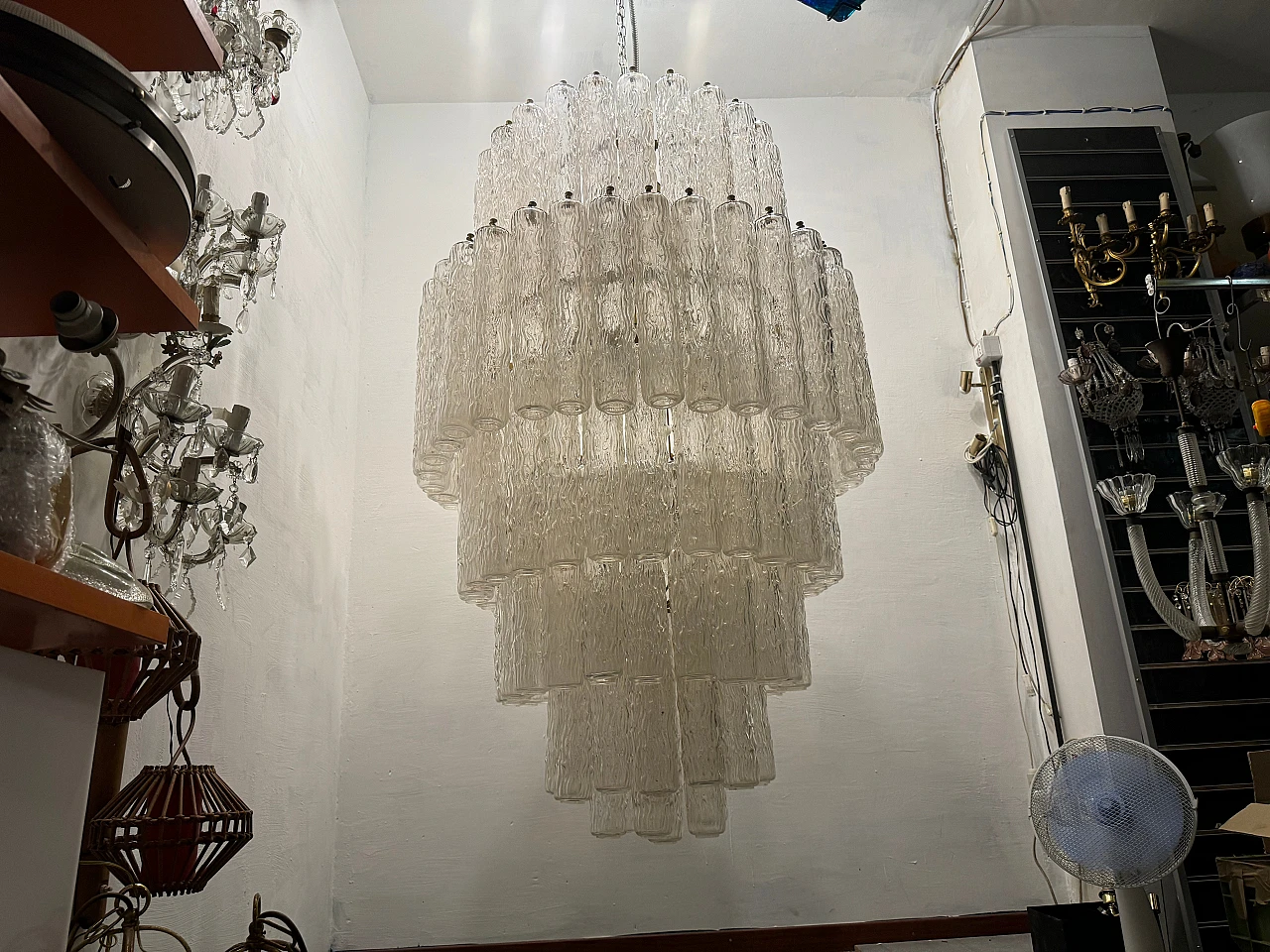 Murano glass tube chandelier by Paolo Venini, 1960s 2