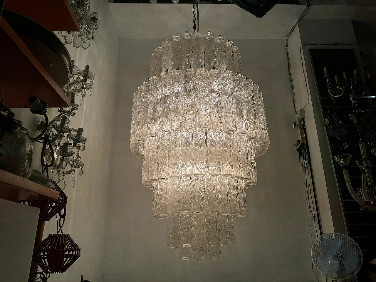 Murano glass tube chandelier by Paolo Venini, 1960s 11