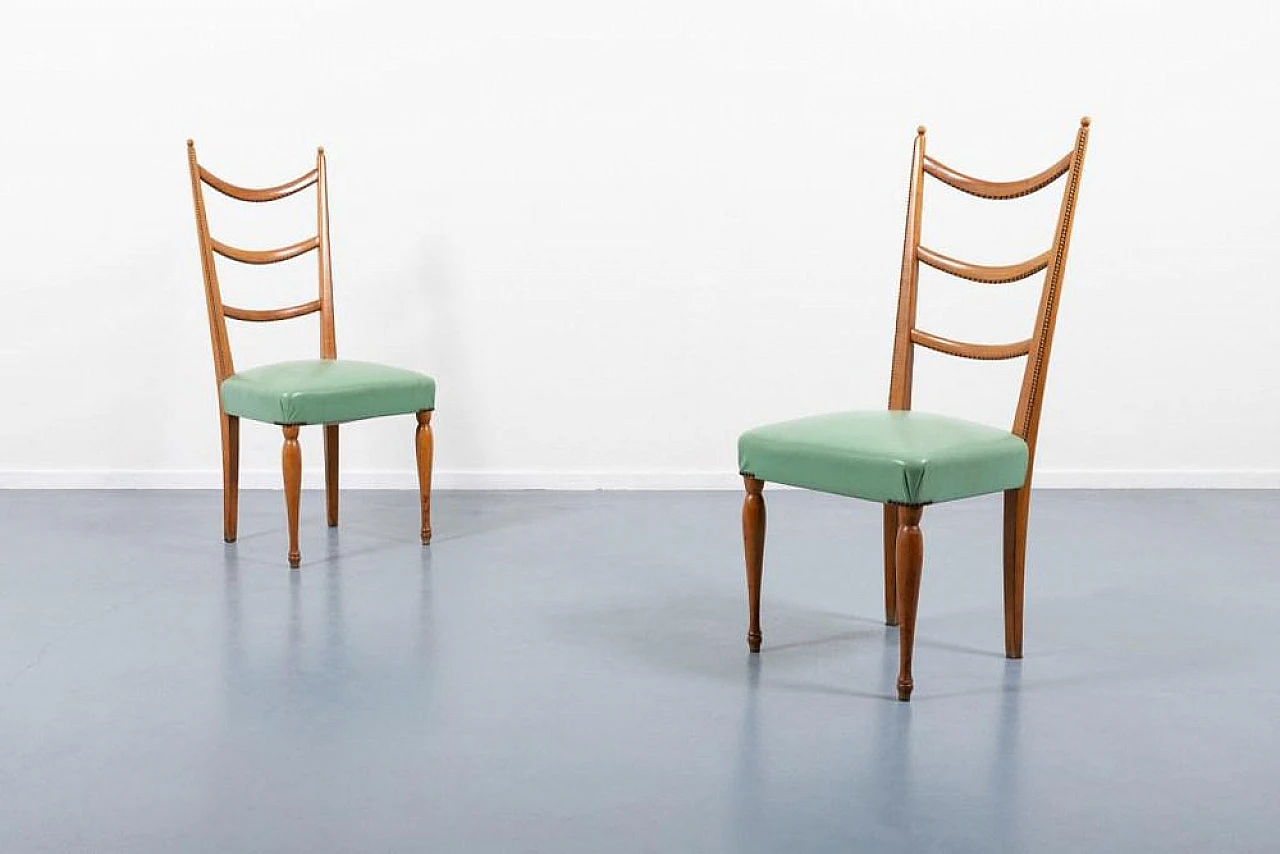 4 Dining chairs in wood and fabric by Paolo Buffa, 1950s 3