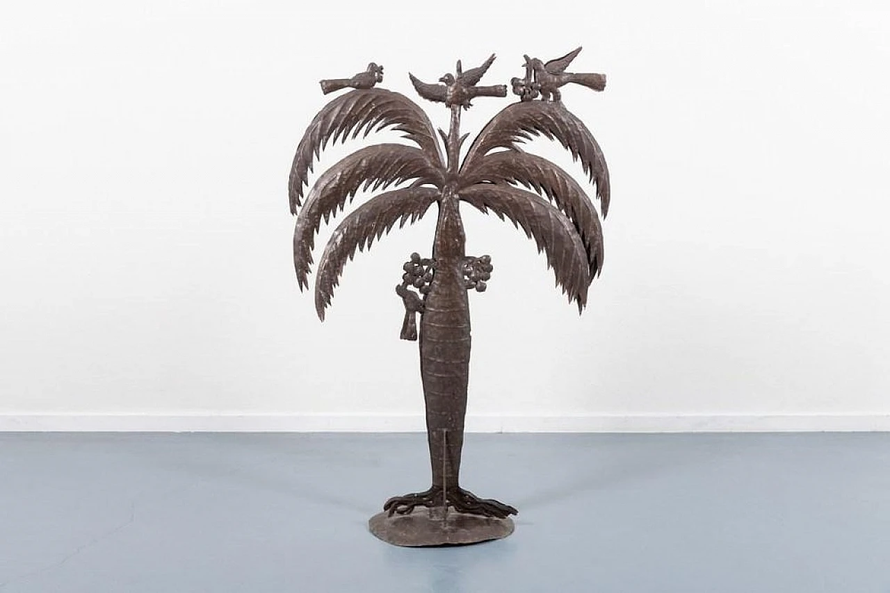 Wrought metal lamp Palm tree by Atelier Marolles, late 20th century 1