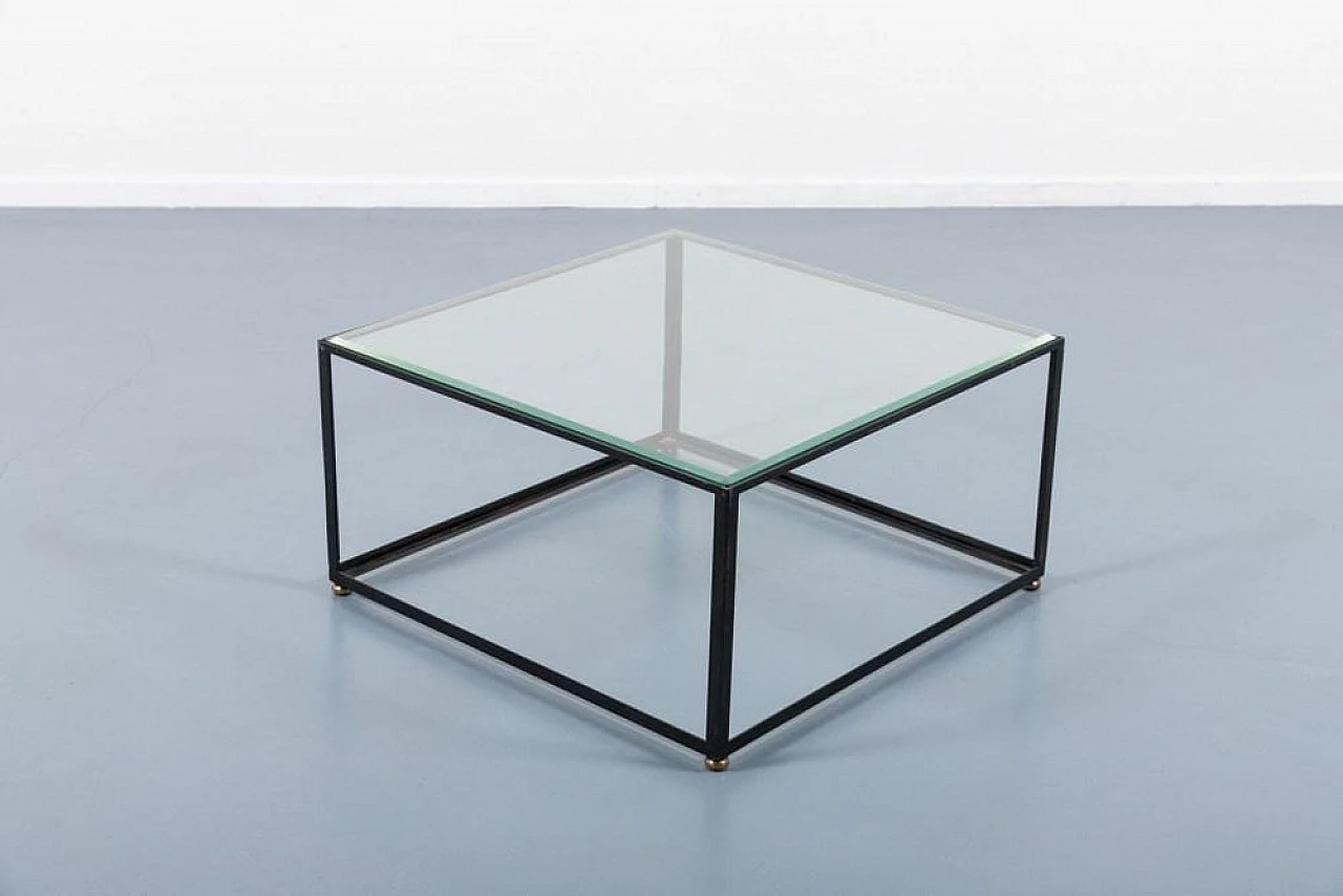 Architectural coffee table in steel and glass, 1960s 1