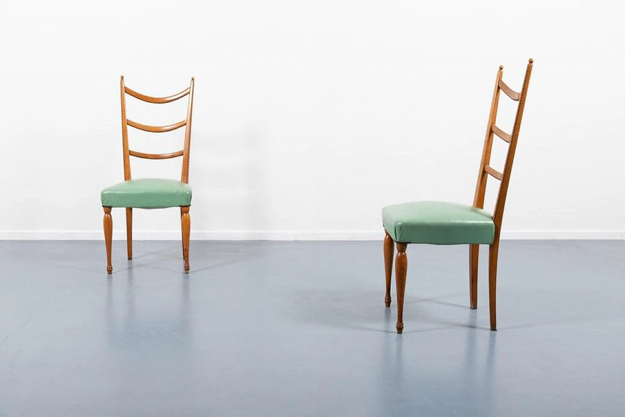 4 Dining chairs in wood and fabric by Paolo Buffa, 1950s 4