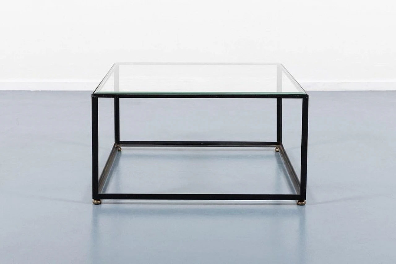 Architectural coffee table in steel and glass, 1960s 2