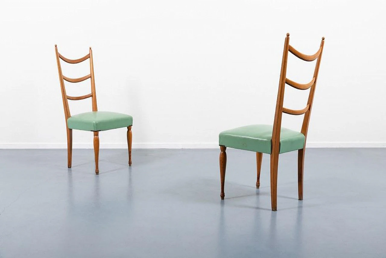 4 Dining chairs in wood and fabric by Paolo Buffa, 1950s 5