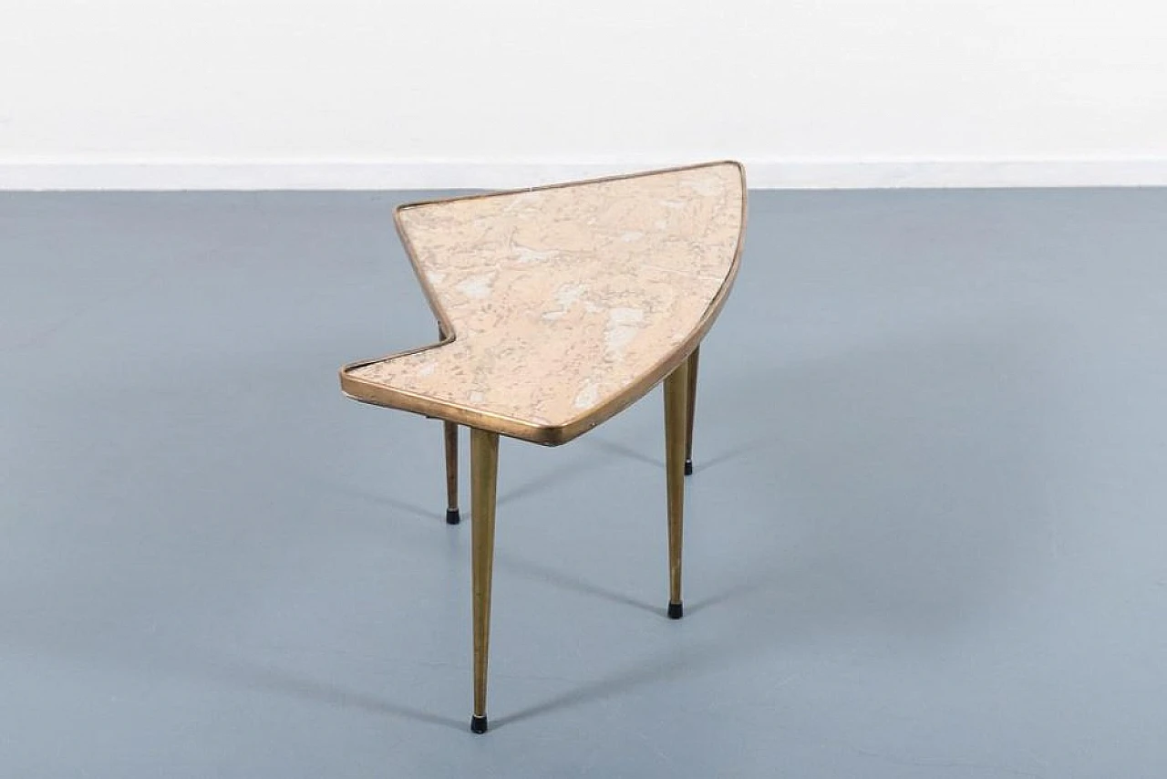 Sculptural side table in brass and glass, 1960s 2