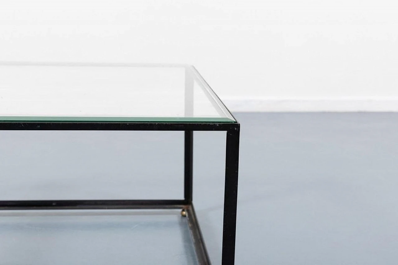 Architectural coffee table in steel and glass, 1960s 3