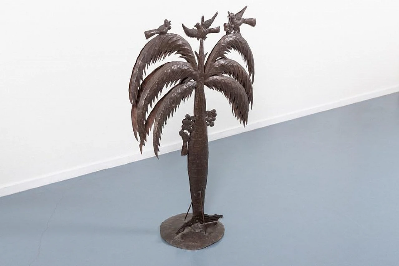 Wrought metal lamp Palm tree by Atelier Marolles, late 20th century 3