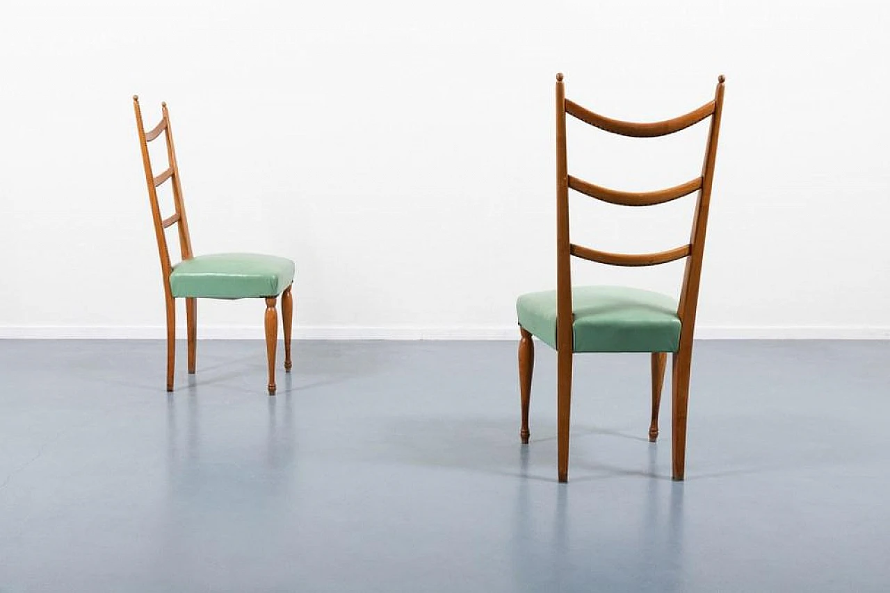 4 Dining chairs in wood and fabric by Paolo Buffa, 1950s 6