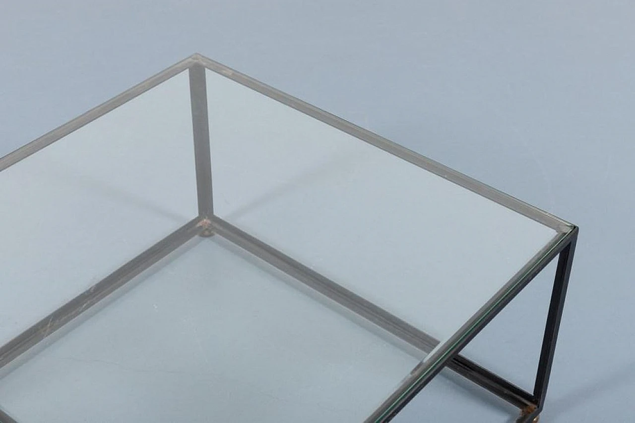 Architectural coffee table in steel and glass, 1960s 4