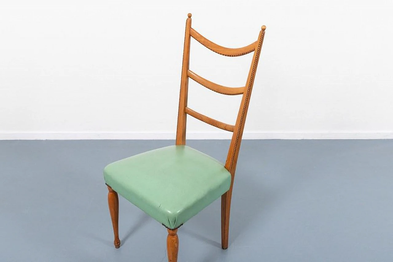 4 Dining chairs in wood and fabric by Paolo Buffa, 1950s 7