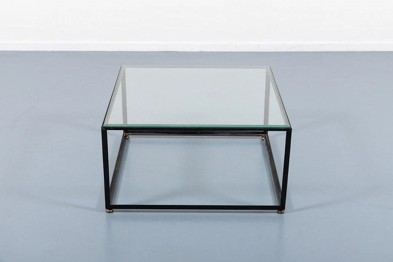 Architectural coffee table in steel and glass, 1960s 5