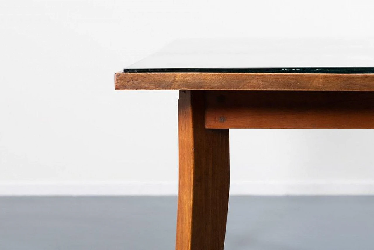 Mid-Century architectural table in walnut and glass, 1950s 5