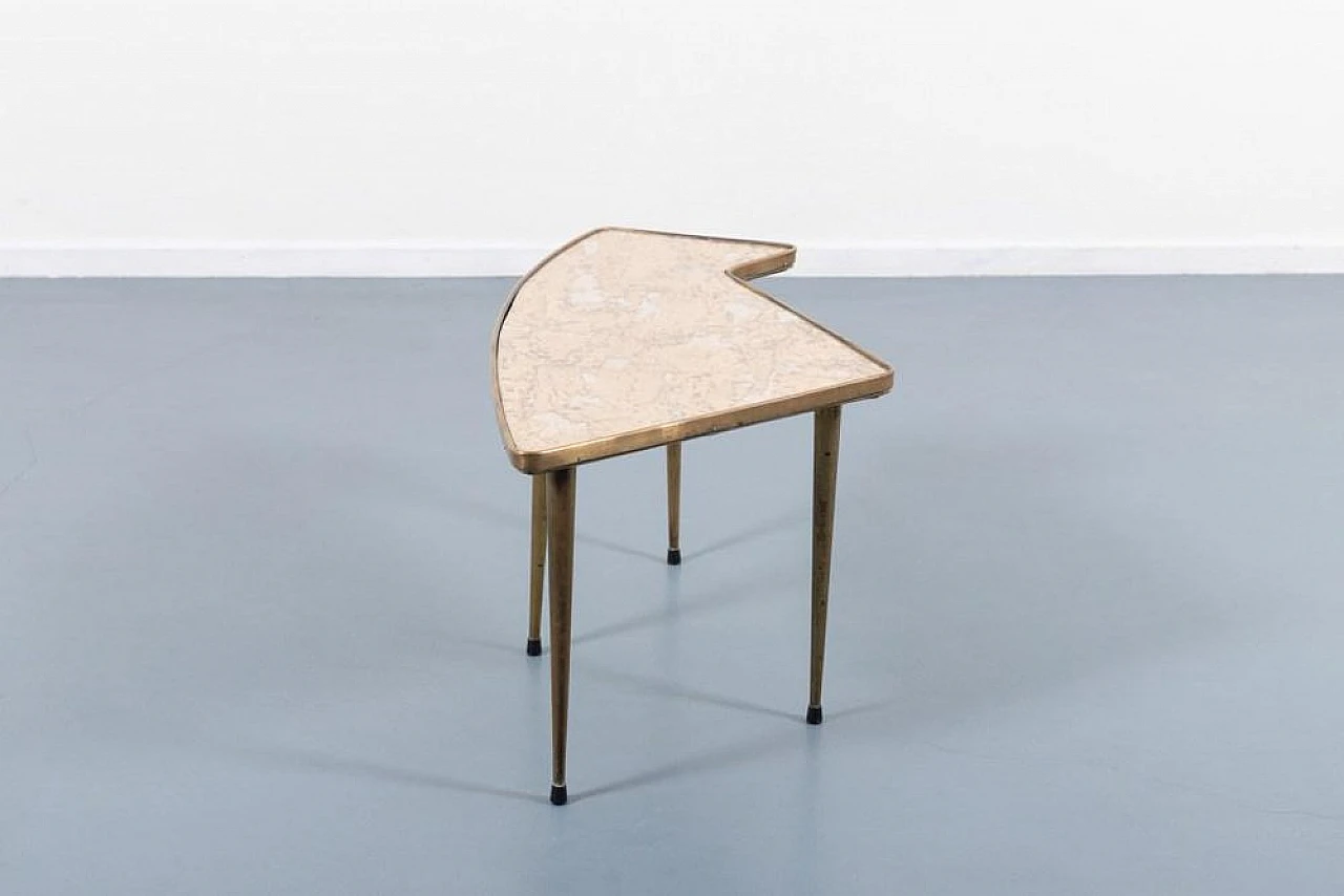 Sculptural side table in brass and glass, 1960s 4