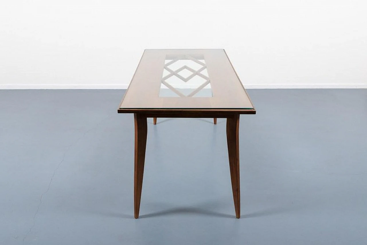 Mid-Century architectural table in walnut and glass, 1950s 6