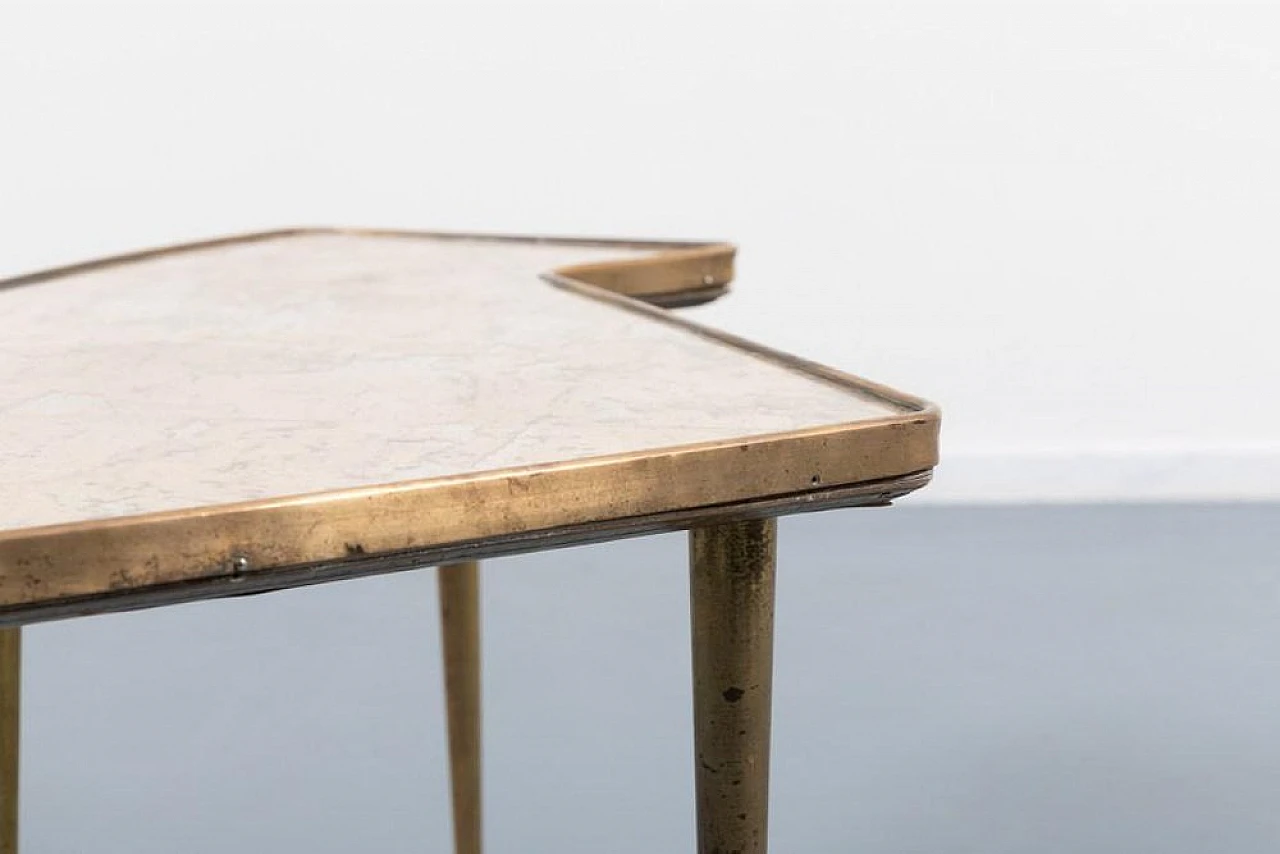 Sculptural side table in brass and glass, 1960s 5