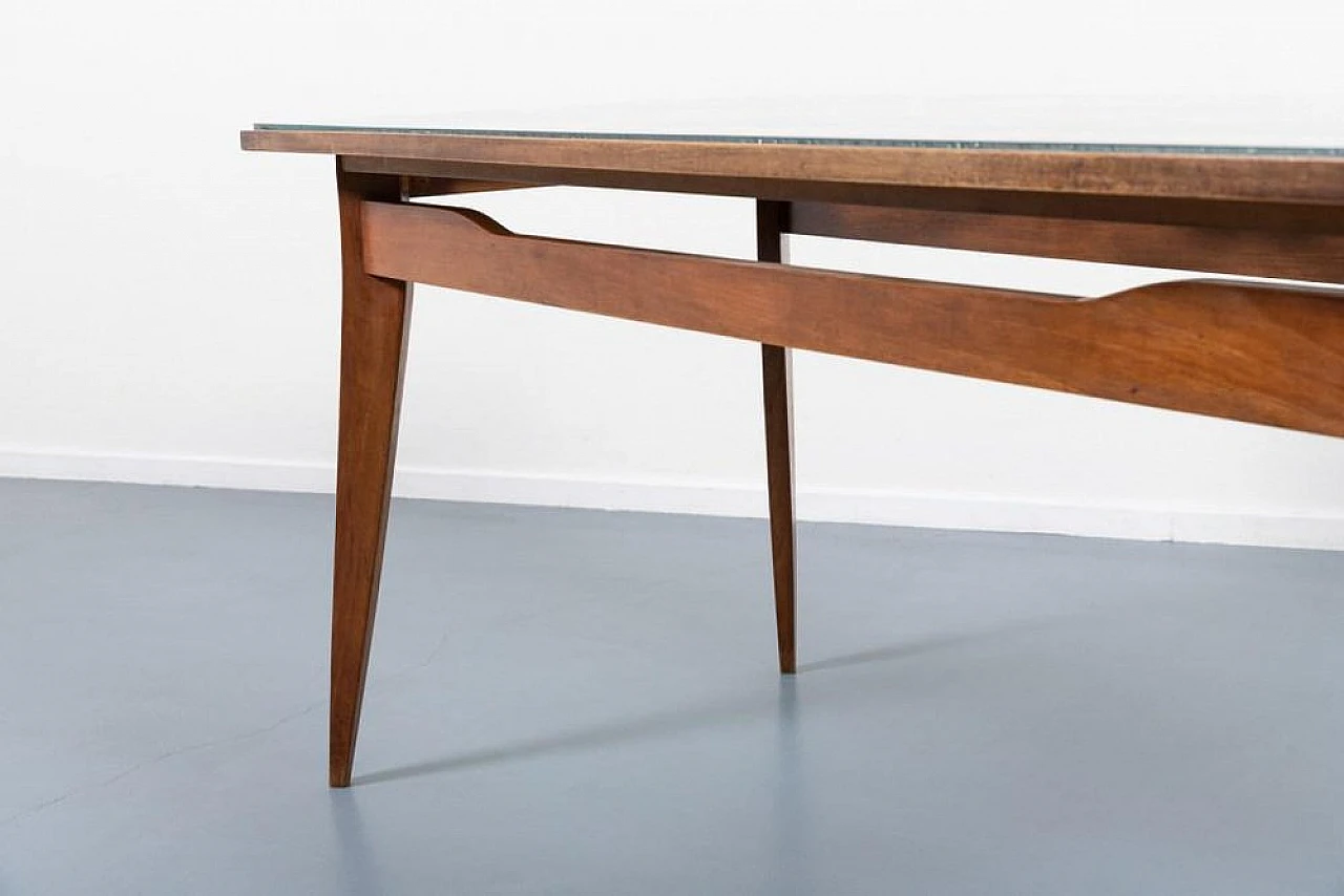 Mid-Century architectural table in walnut and glass, 1950s 7