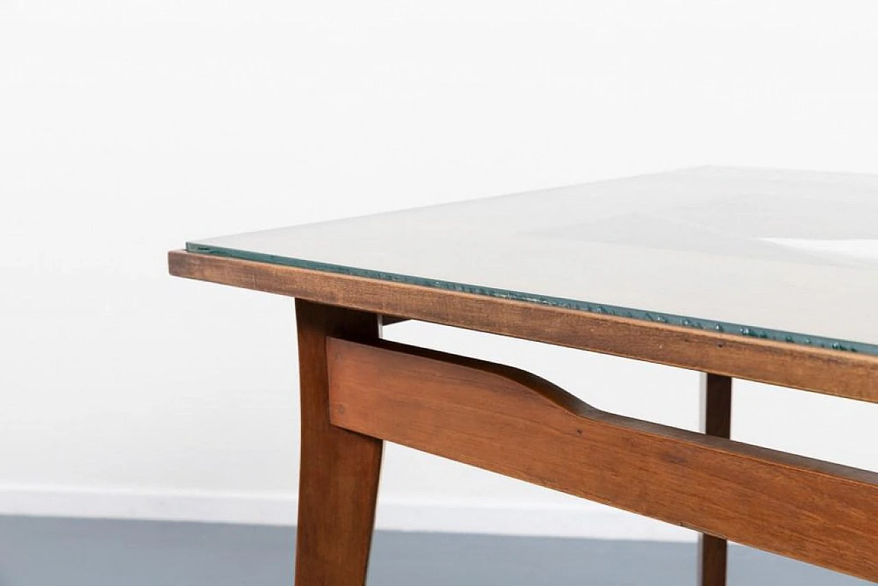 Mid-Century architectural table in walnut and glass, 1950s 8