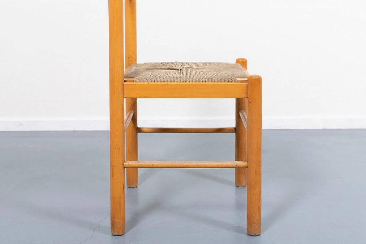 Pair of architectural chairs in wood and fabric, 1960s 8