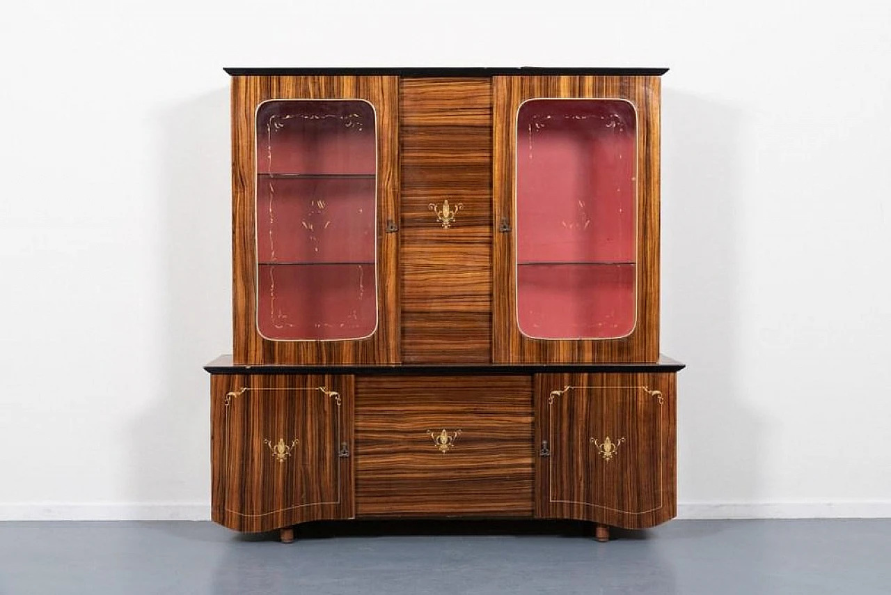 Ebony Macassar Vitrine Cabinet, Italy, 1960s 1