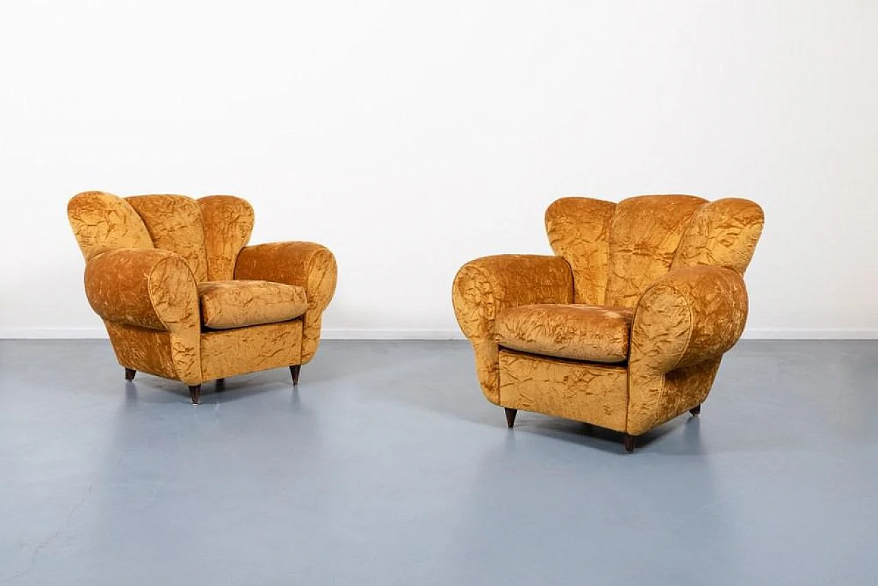 Pair of velvet armchairs by Arredamenti Borsani, 1940s 1