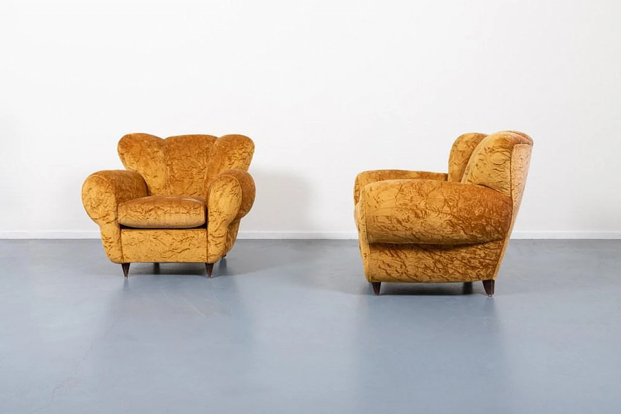 Pair of velvet armchairs by Arredamenti Borsani, 1940s 2