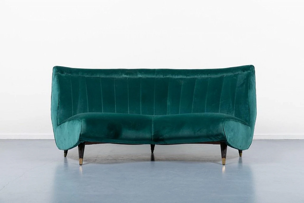 Velvet sofa by Guglielmo Veronesi for ISA Bergamo, 1960s 2