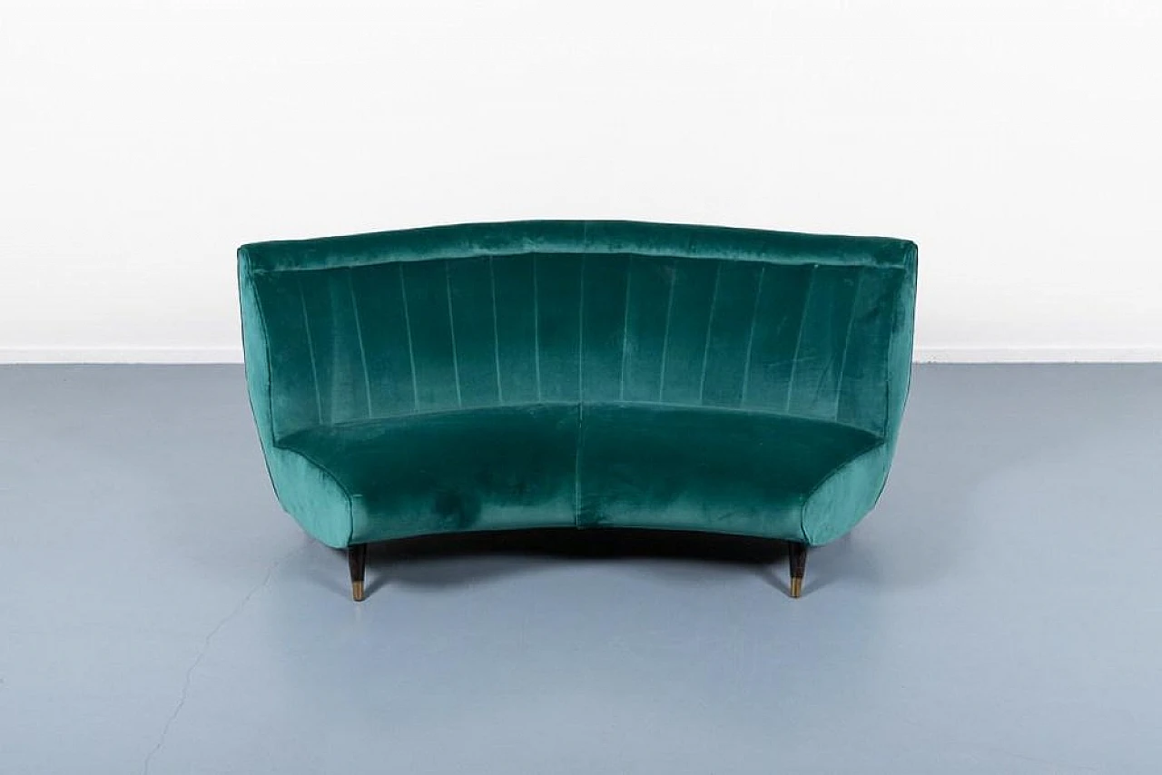 Velvet sofa by Guglielmo Veronesi for ISA Bergamo, 1960s 3