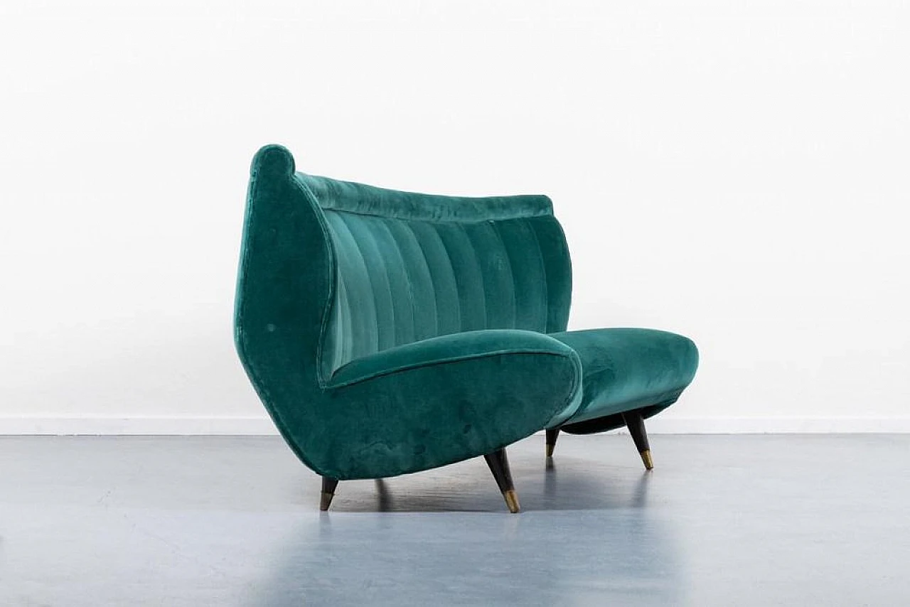 Velvet sofa by Guglielmo Veronesi for ISA Bergamo, 1960s 4