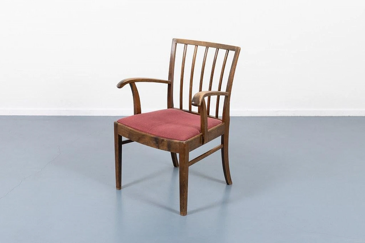 Danish chair in wood and fabric by Frits Henningsen, 1950s 8