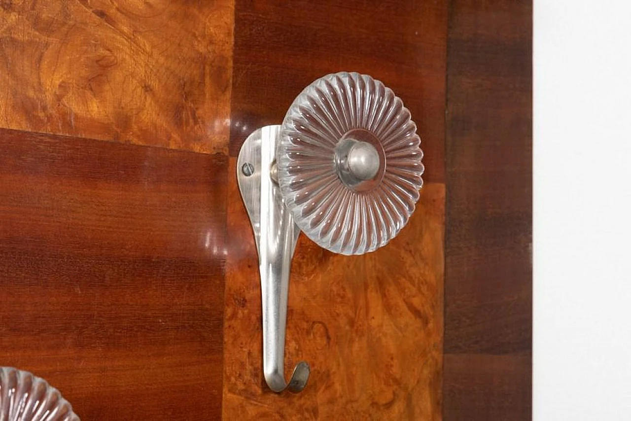 Wall-mounted coat rack in veneered wood, 1960s 4