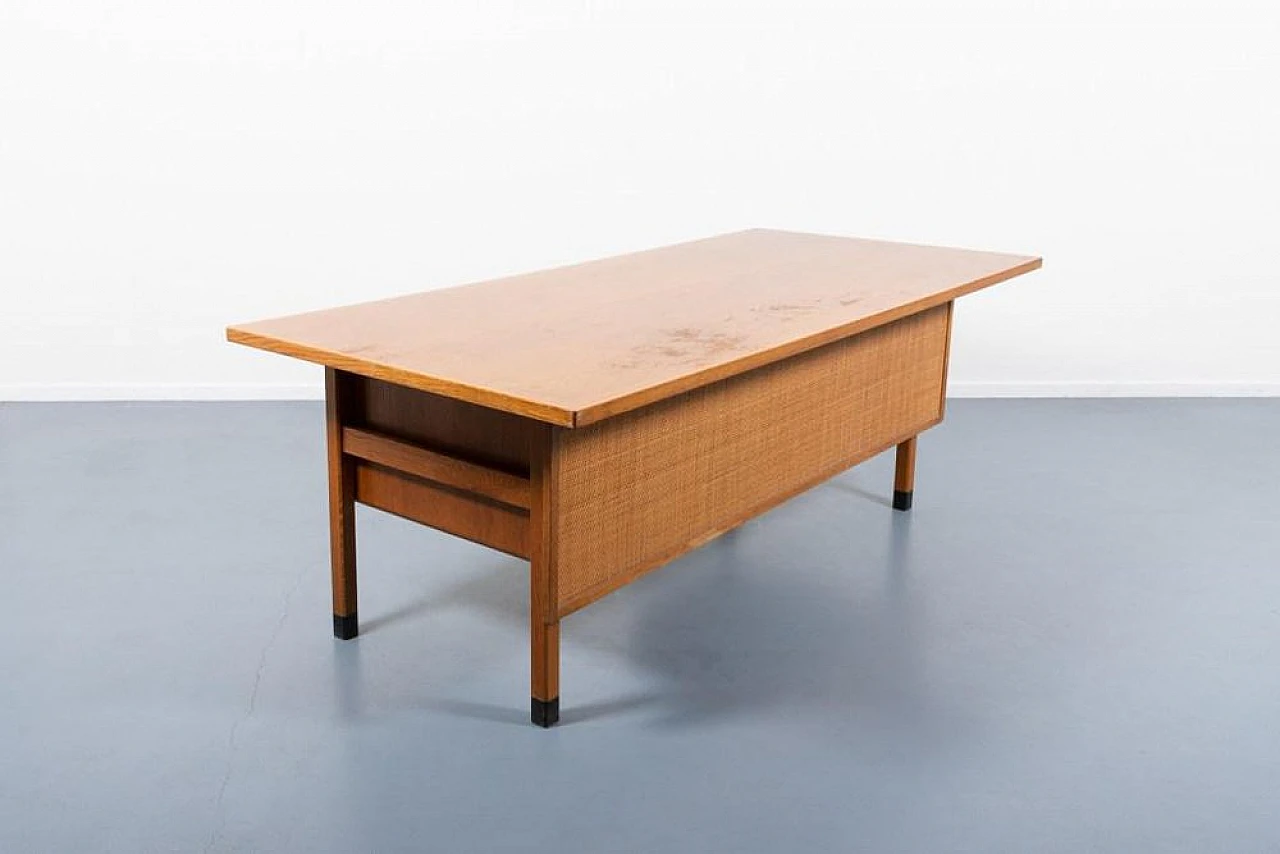 Swedish oak desk by Atvidabergs, 1960s 9