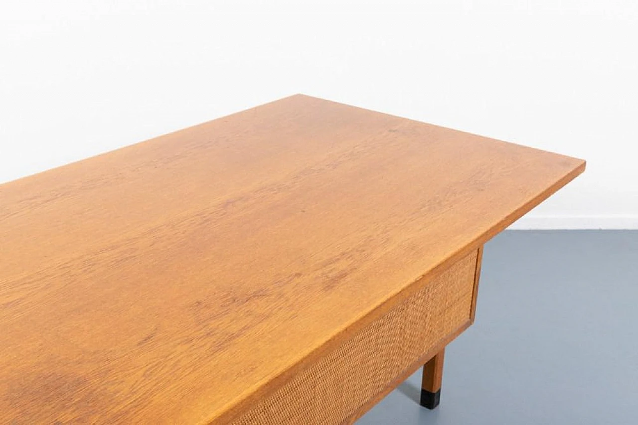 Swedish oak desk by Atvidabergs, 1960s 12