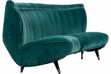 Velvet sofa by Guglielmo Veronesi for ISA Bergamo, 1960s