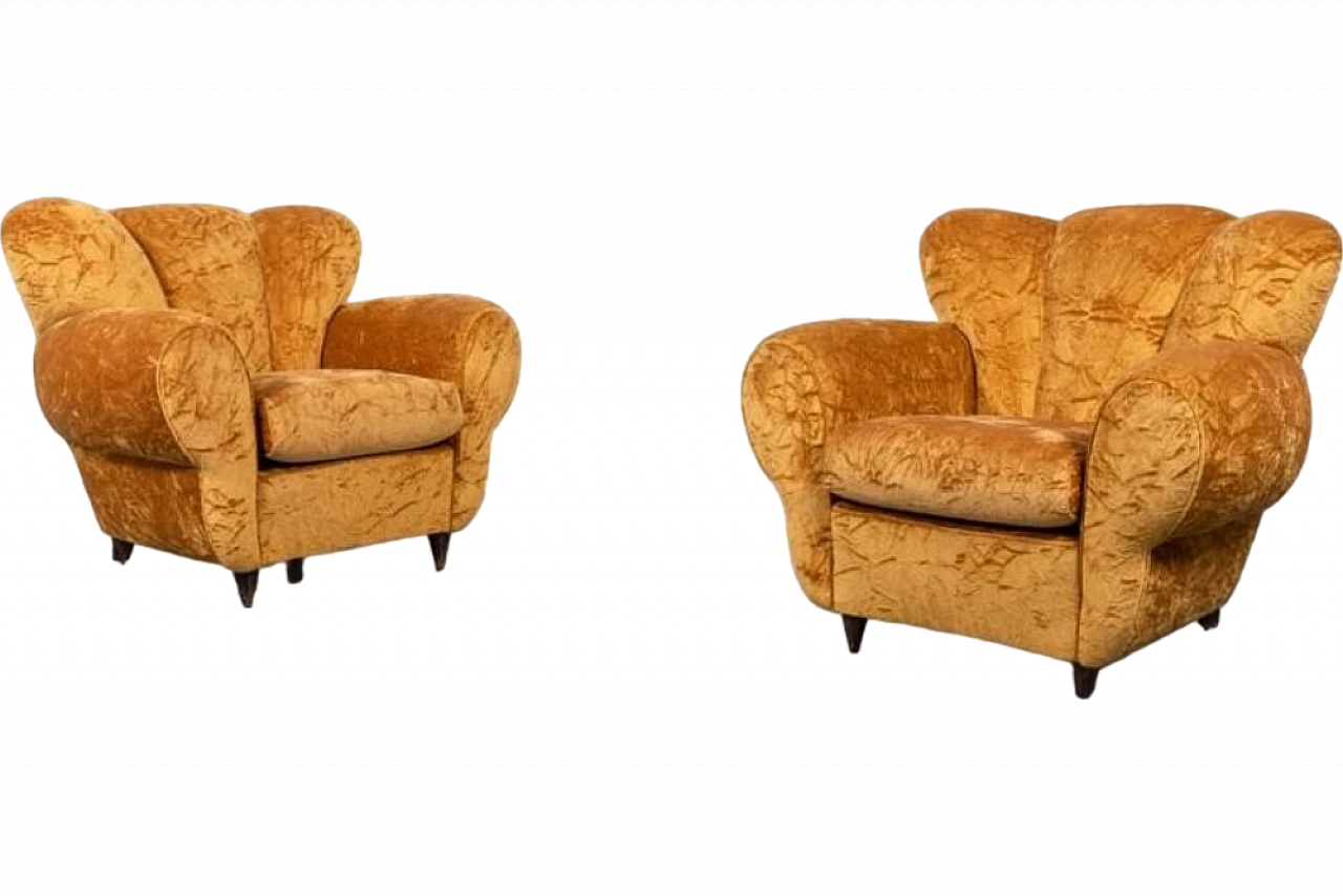 Pair of velvet armchairs by Arredamenti Borsani, 1940s 9