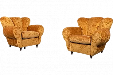 Pair of velvet armchairs by Arredamenti Borsani, 1940s