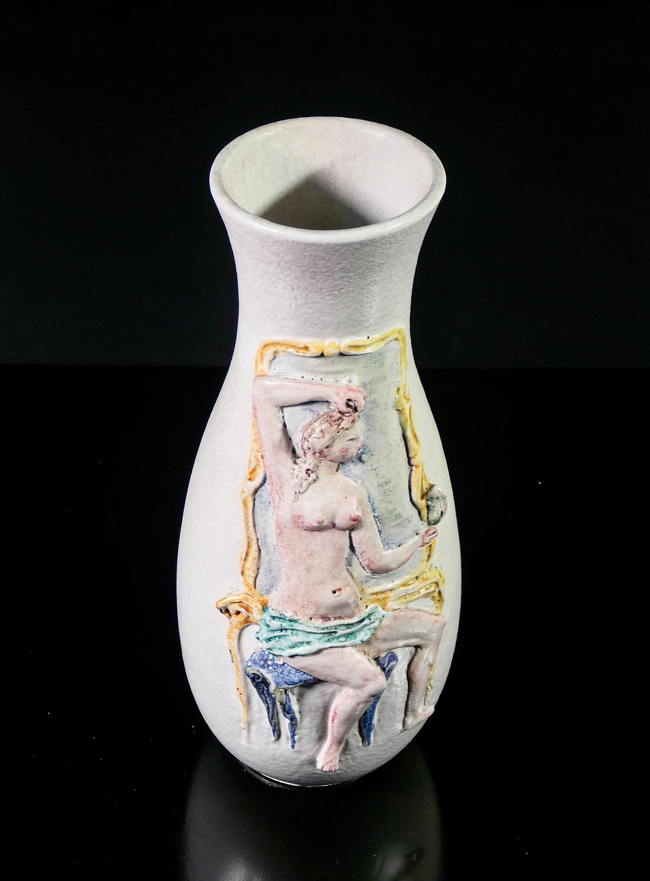 Vaso in terracotta con bassorilievo di Marcello Fantoni, anni '50 5