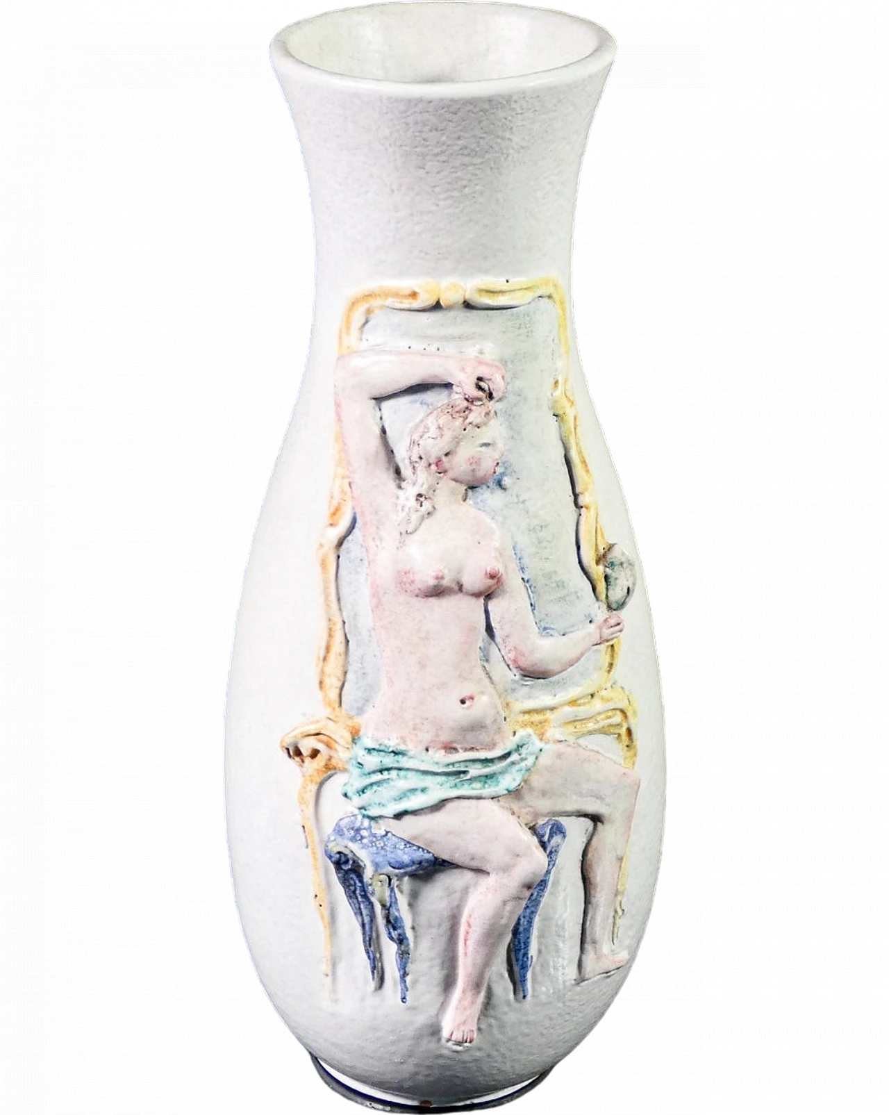 Vaso in terracotta con bassorilievo di Marcello Fantoni, anni '50 11