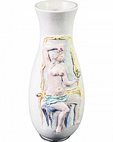 Vaso in terracotta con bassorilievo di Marcello Fantoni, anni '50