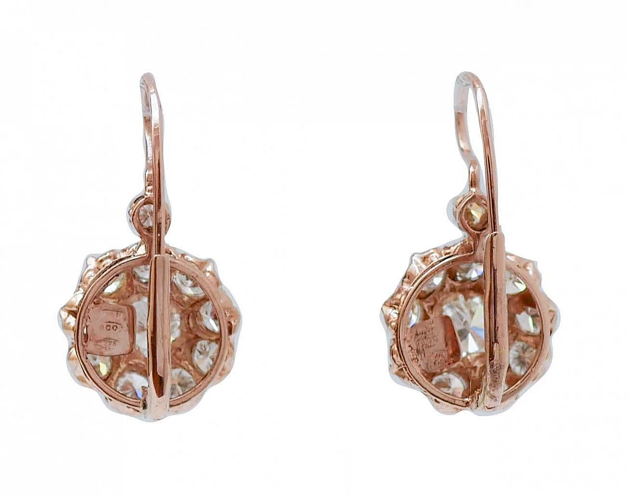 Rose Gold, Silver and Diamonds Earrings. 3