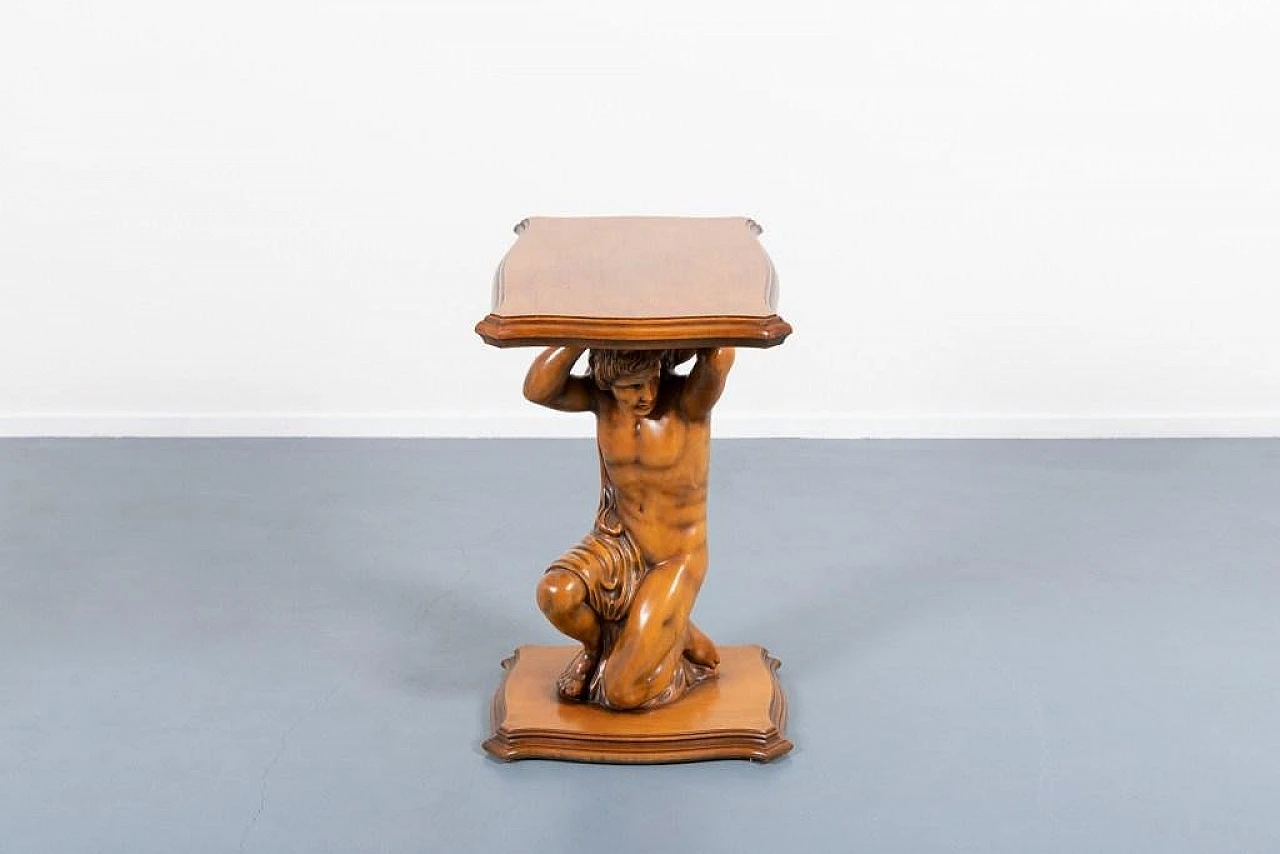 Wooden sculptural side table, 1970s 5