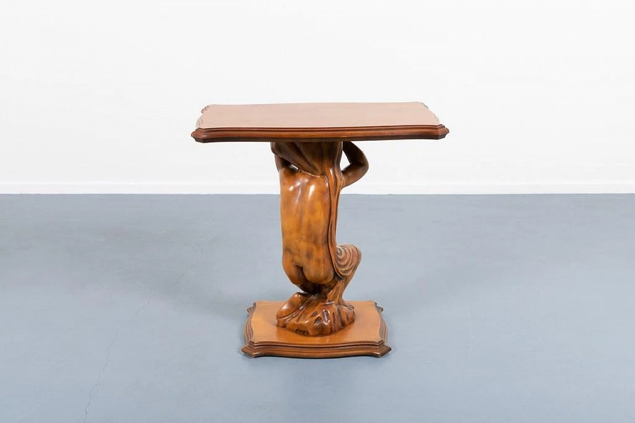 Wooden sculptural side table, 1970s 8