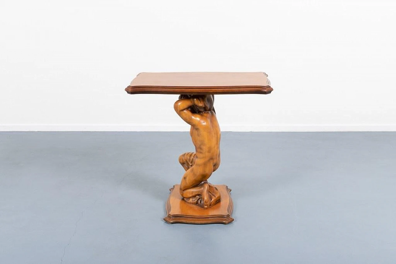 Wooden sculptural side table, 1970s 9